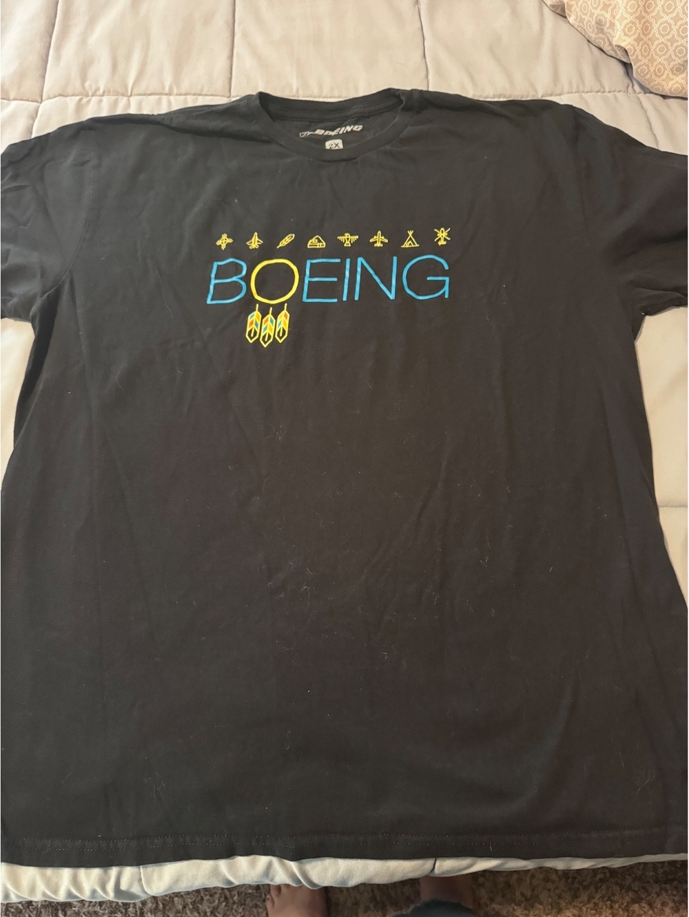 Boeing 2X Black Graphic T-Shirt Aviation Airplane Aerospace 100% Cotton